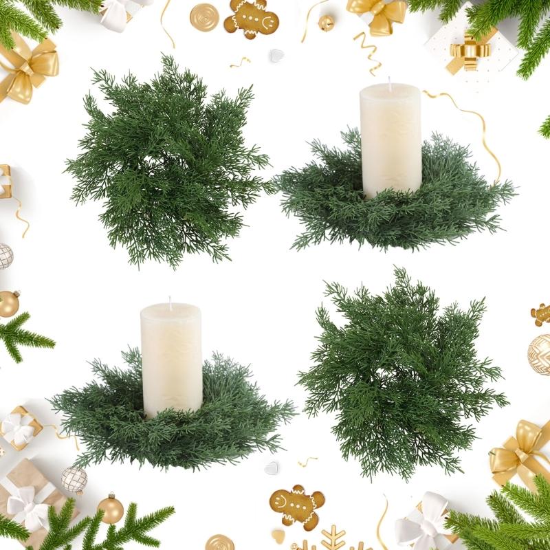 Norfolk Pine Garland Artificial Snow Pine Garland for Christmas Home Table Centerpieces Christmas Candle Rings Wreath
