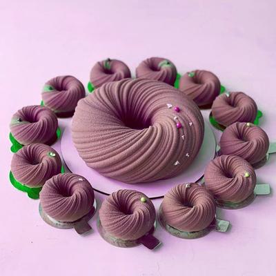 Meibum Moule à gâteau en silicone en forme de beignet en spirale pour dessert français, pour fête maison, mousse au chocolat, pâtisserie, plateau de décoration, outils de cuisson