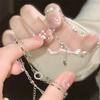 Dainty Pink Crystal Heart Bracelet for Women Adjustable Thin Chain Jewelry Minimalist Fashion Link Wrist Accessory Wedding Gift
