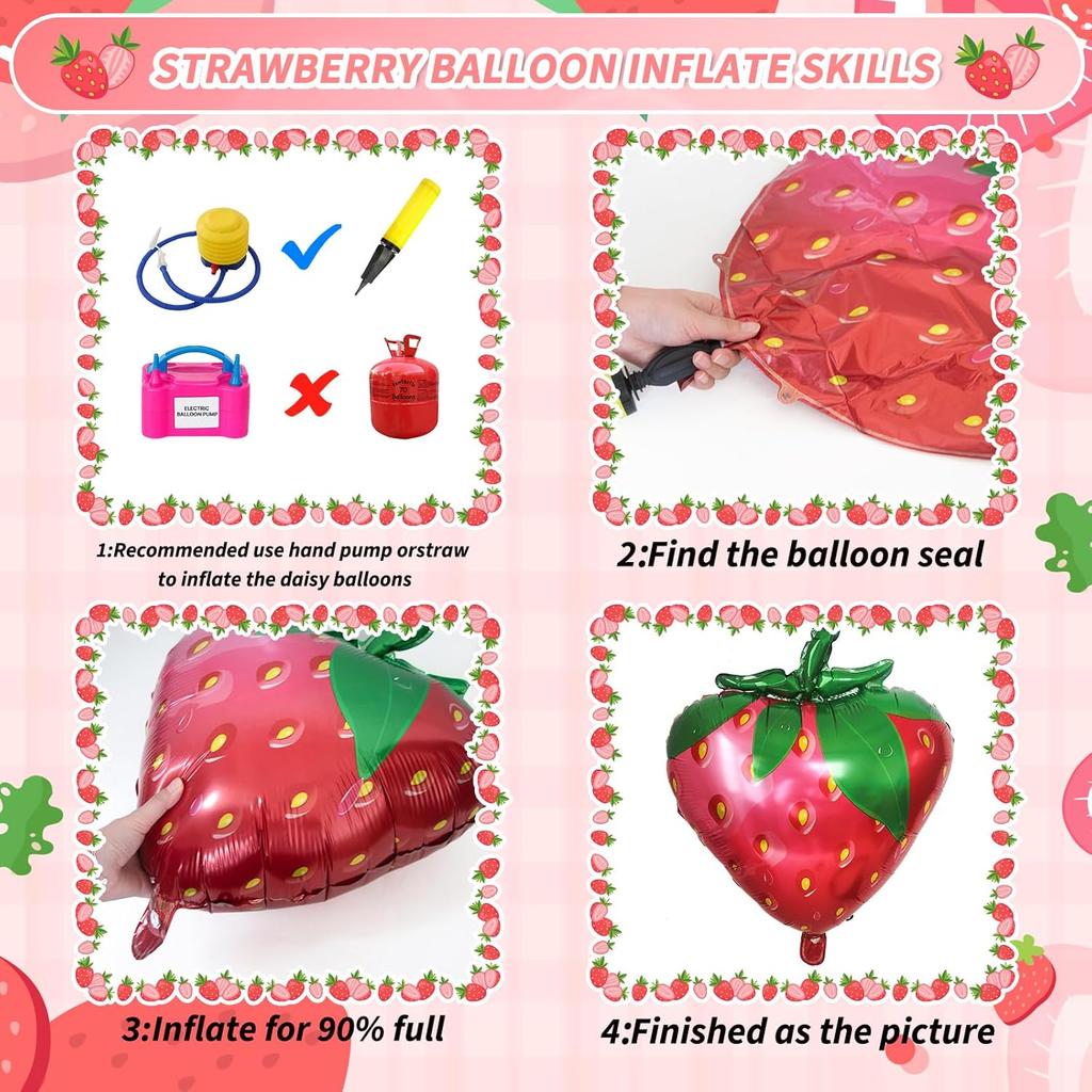 JOGAMS Strawberry Balloon Arch Kit, Strawberry Party Decorations with Red Polka Dot Strawberry Balloons for Strawberry/Berry First/Sweet One Themed