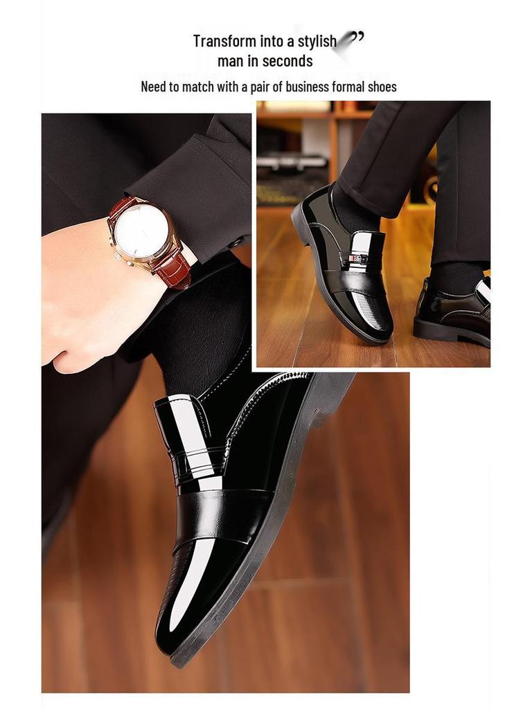 Męskie Błyszczące Skórzane Formalne i Codzienne Buty z Miękką Podeszwą - Modne, Wszechstronne i Wygodne