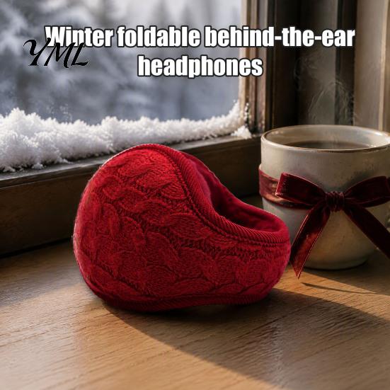 Adjustable Fuzzy Earmuffs Winter Ear Muffs for Women Men, Foldable with Thickened Cozy Protectors Plush Lining, Soft Knit Thermal Warmers Outdoor