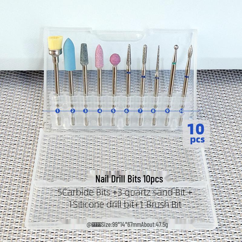 Tungsten Steel Nail Drill Set with Ceramic Grinding Heads for Cuticle Removal and Nail Polishing