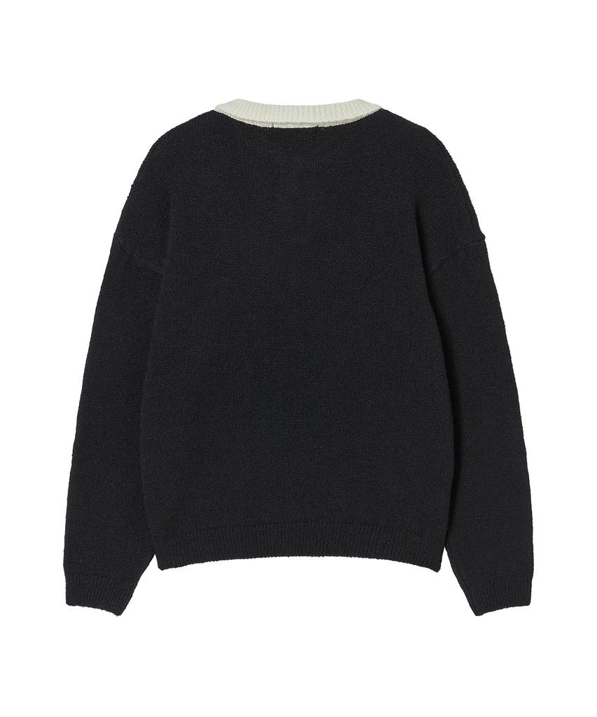 BEYOND CLOSET [Collection Line] Fuzzy Archive Rugby Knit Black