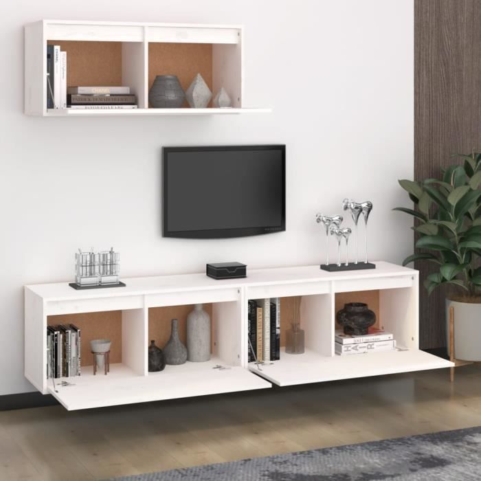 VidaXL TV Stands, 3 Pcs White Solid Pine Wood