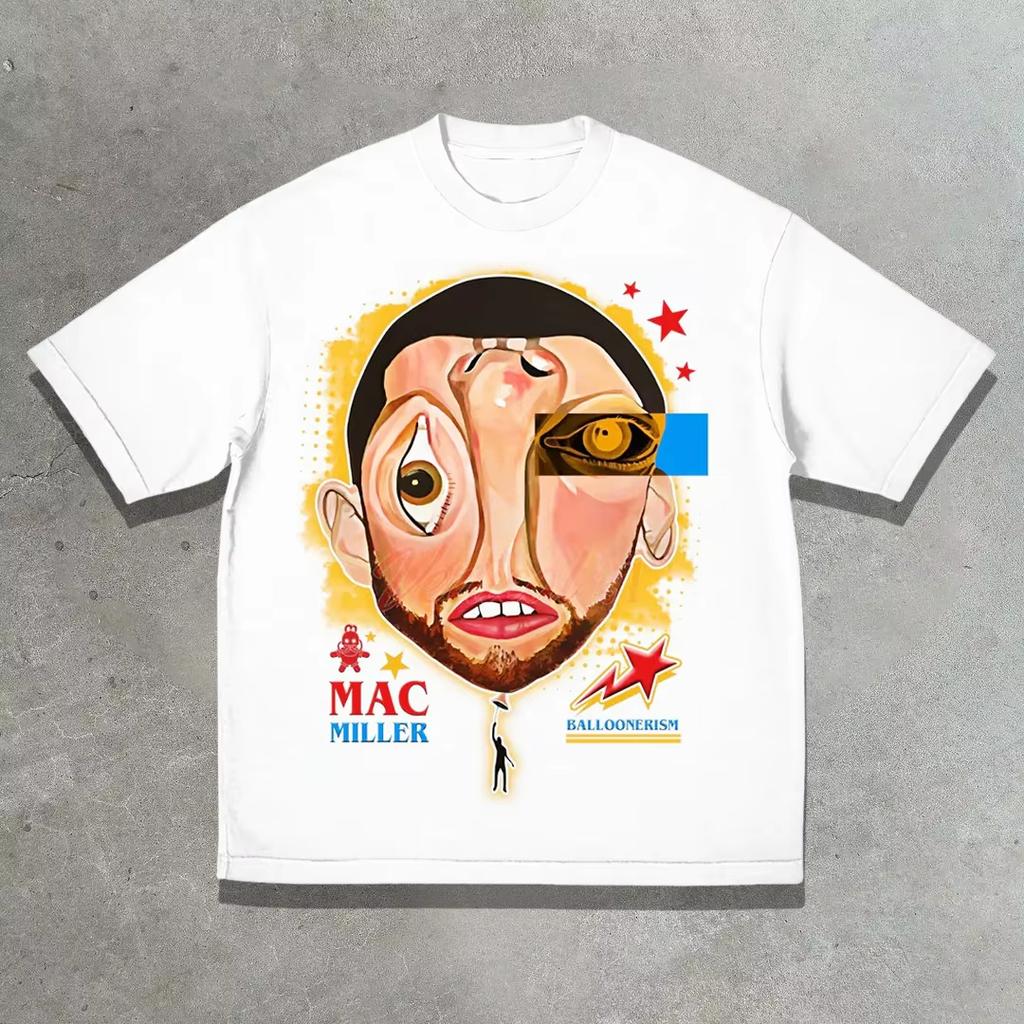Maglietta Commemorativa in Cotone Unisex Copertina Album Mac Miller Estate Girocollo Unisex Y2k Hip Hop Manica Corta Maglietta Musicale Regalo per Fan
