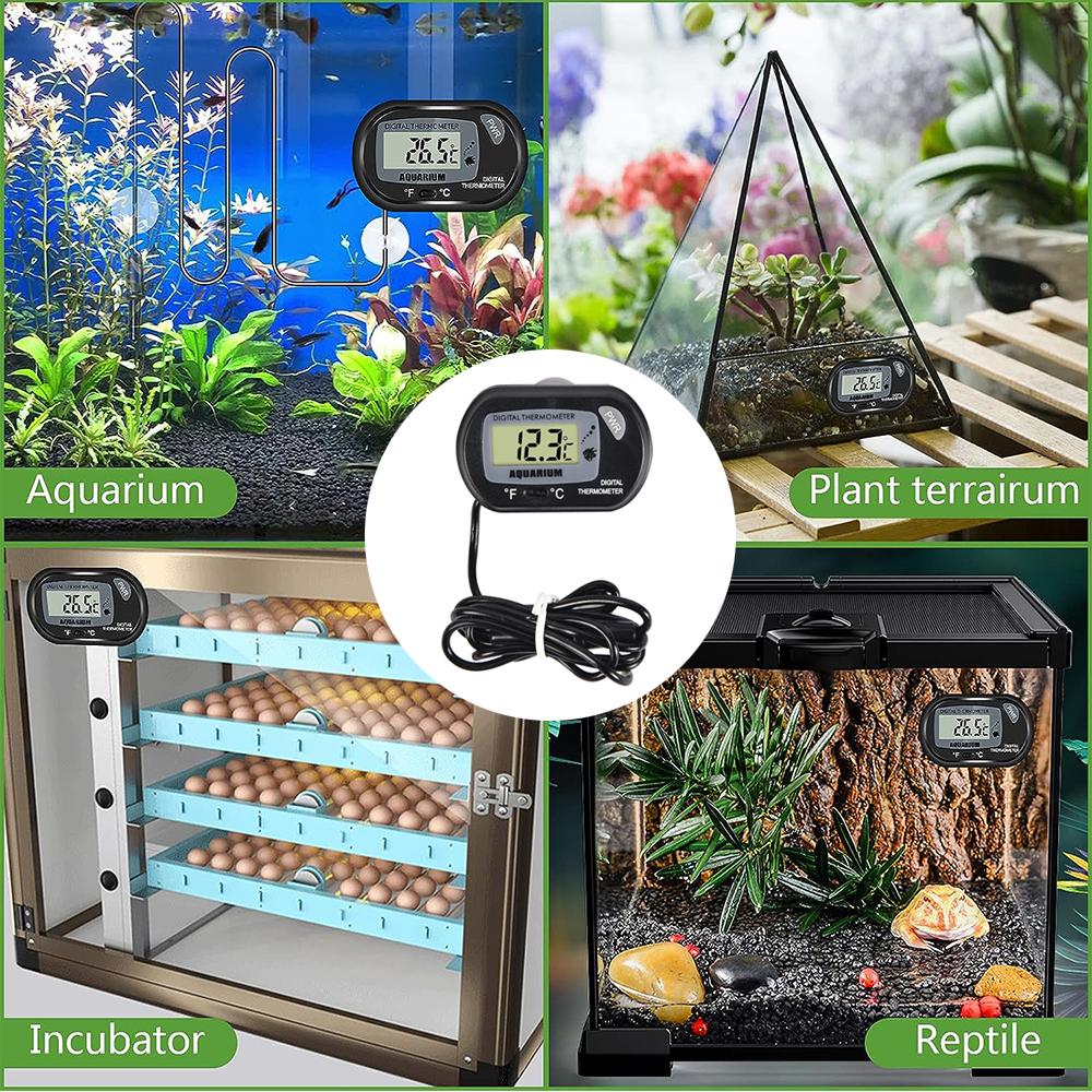 6pcs Digital Aquarium Thermometer with Sensor Probe and Suction Cup LCD Display