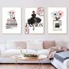Pósteres de Perfume para Mujer Moda Impresiones Fotos Flor Rosa Labios Sexy Maquillaje Chicas Arte de Pared Pinturas en Lienzo para Decoración de Habitación Nórdica