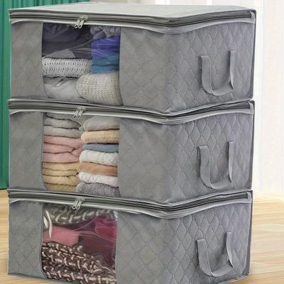 Foldable Closet Organizer with Handle, Thick Fabric, Suitable for Clothes, Blankets, Comforters, Sheets, Pillows, and Toys, Duvet