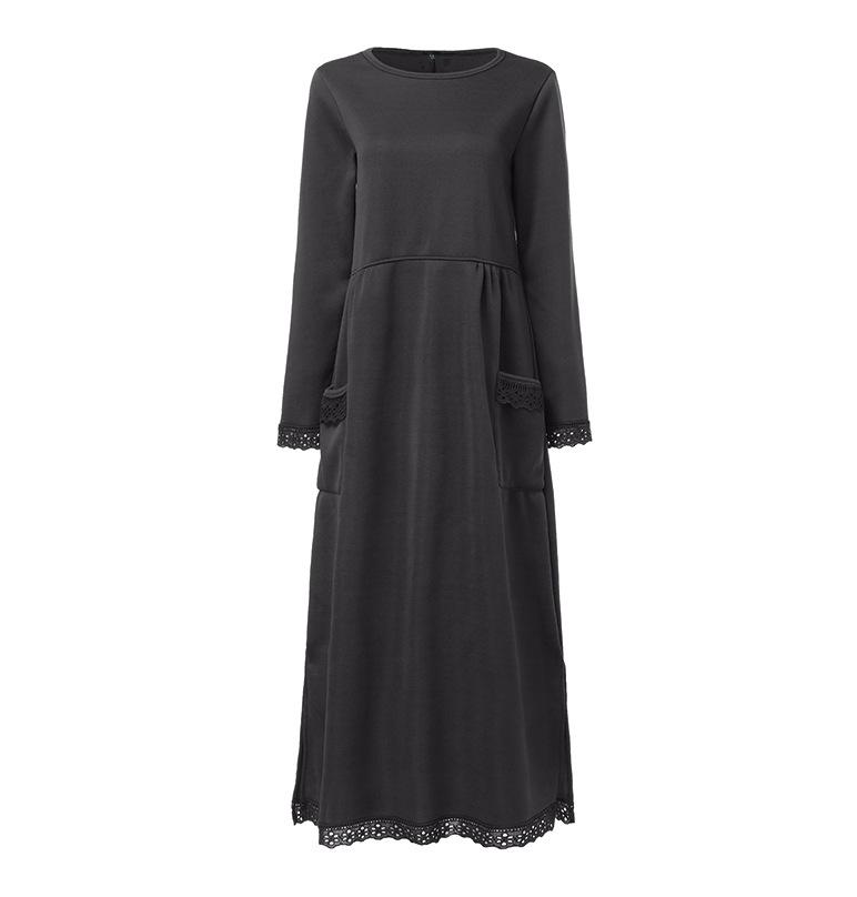 Rochie de toamnă tricotată cu dantelă și lână, mărime mare, largă