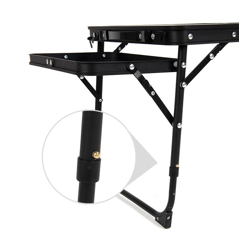 Portable Folding Table with Liftable Storage Rack
