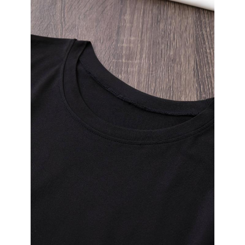 Womens Letter Print Short Sleeve Crew Neck Casual Top Spring Summer