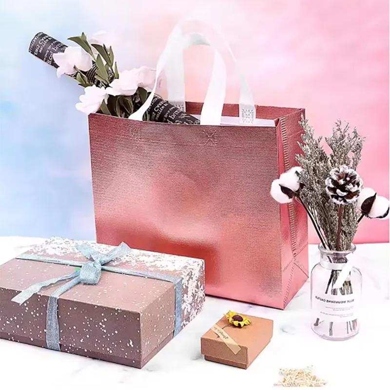 4 Stück-Geschenktasche Groß Vlies Wiederverwendbare Geschenktasche mit Henkel, Geburtstagsparty Handtasche Geschenktasche