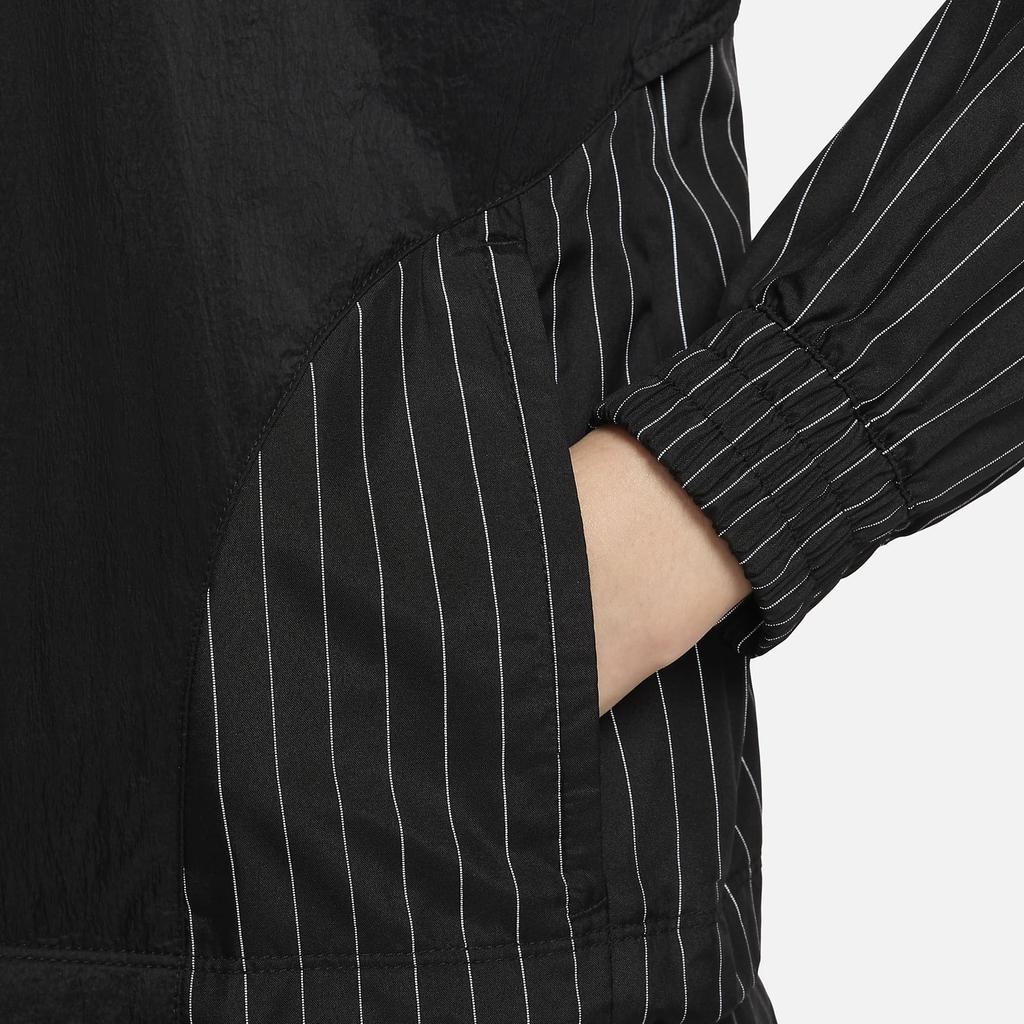 Nike Running Division Color Block Striped Stand Collar Zip Casual Long Sleeve Jacket Women jackets Black FN2720-010