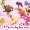 40pcs Children Paper Dinosaur 3d Puzzle Diy Cute Cartoon Dinosaur Modeling Animal Model Toy