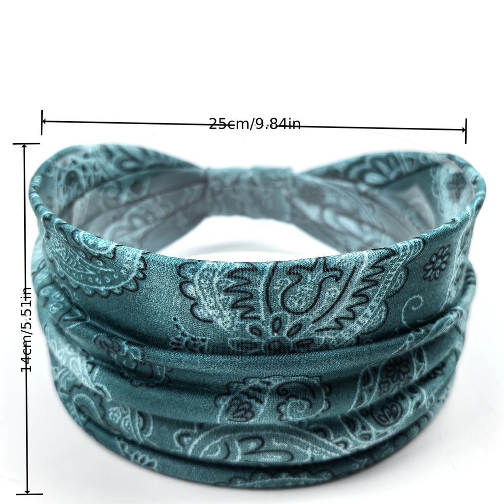 1pc Women's Wide Headband - Solid Color & Bohemian Paisley Print, Stretchy Spandex Yoga Running Headband for Workouts, Gym, Casual Outings