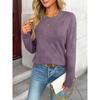 Women S Casual Knitted Pullover Sweater Round Neck Long Sleeve Solid Color