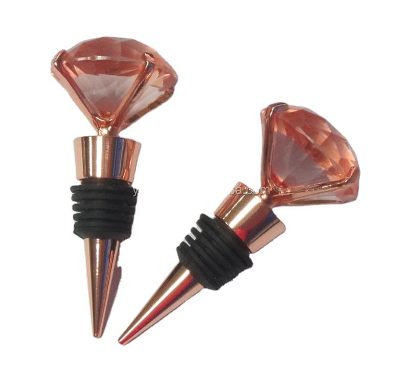 Elegant Zinc Alloy Wine Bottle Stopper, Rose Gold Finish & Sparkling Diamond - Shaped Decoration красный