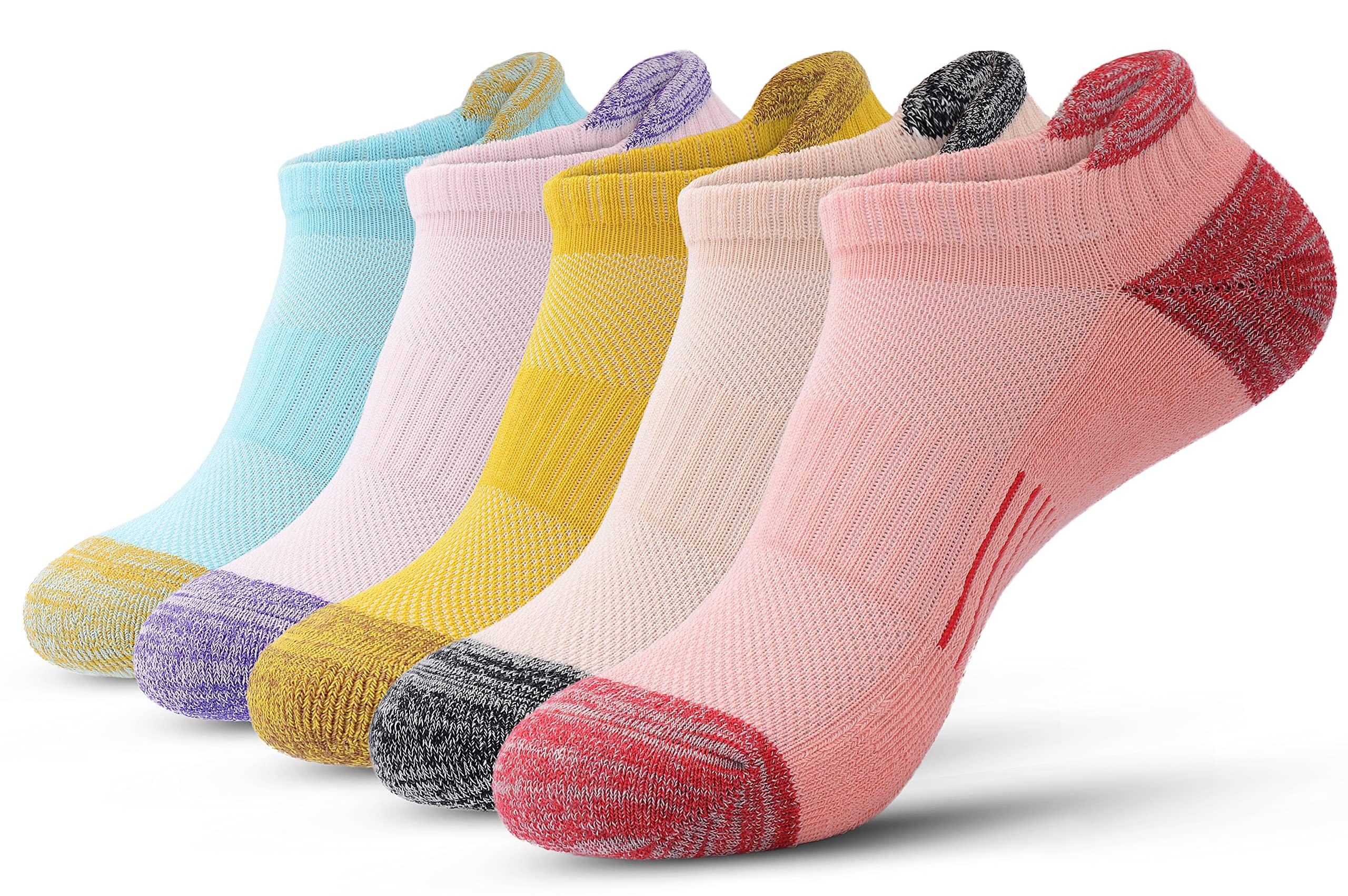 

Спортивные носки Banerise для и с махровой подошвой и поддержкой свода стопы, юниорские четвертные сетчатые носки до щиколотки, женские носки для хайкинга, тенниса, бега, поддержки, носки, набор из 5 пар,