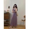 Large Size Women's Clothing Neck Sling Dress Summer French Vacation Wind Polka Dot Skirt Fat MM Belly Covering and Thin Skirt