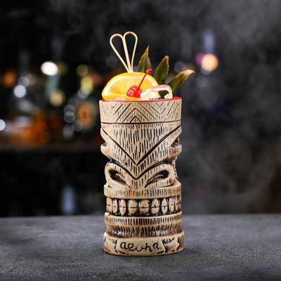 Cute Ceramic Hawaiian Style Cocktail Glasses Cocktail Tiki Mugs for Party and Tropical Tiki Bar Drinkware Cups Vintage Decor Cup