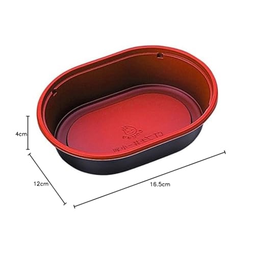 Chuo Kagaku Disposable Containers, CT Petit Donburi, Oval, Red-Black, Pack of 50, Size: Approx. 16.5 X 12 X 4 Cm, Made In Japan