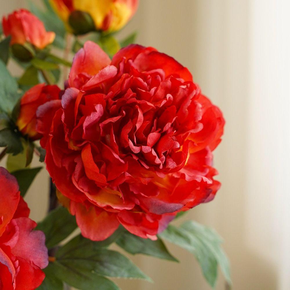 3 Heads Artificial Peony Flowers Bouquet Realistic Simulation Peony Wedding Party Decor