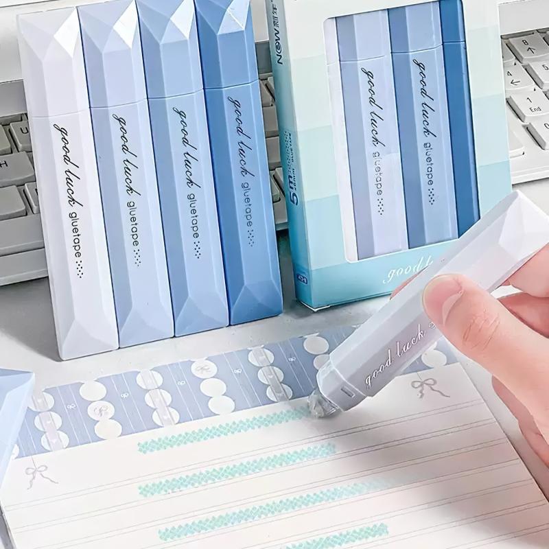 4/5pcs Gradient Color Glue Tape, Pen Type Double Sided Adhesive Tape Roller Dispenser Runner, for Memo Diary DIY Handwork