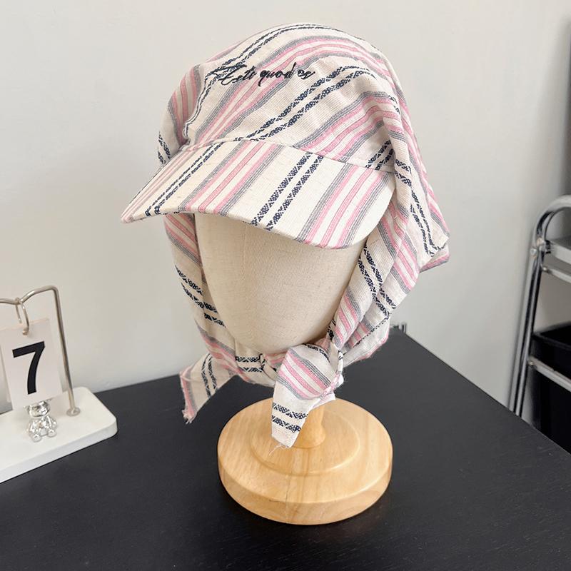 New Korean Original Ins Plaid Triangle Scarf Cap Women'S Y2K Spicy Girl Bucket Hat Trendy Sun Protection Summer Hat Baseball Cap