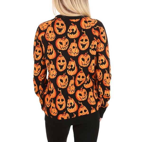 European and American Style Halloween Jumper Autumn Round Neck Loose Messy Women's Knitted Pullover