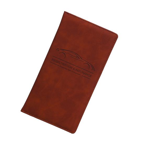 Car Registration Card Holder Multi-Pocket Insurance Card Holder Slim Faux Leather Bifold Wallet Document Organizer