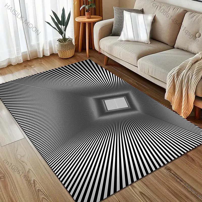 3D Optical Illusion Printing Carpet for Living Room Bedroom Sofa Doormat Home Decor Area Rugged Non-slip Floor Mat Large Size