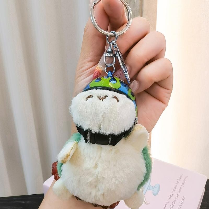 1Pcs Animal Ornament Car Exquisite Decoration Helmet Sea Turtle Keychain Purse Bag Charm Plush Pendant Keyholder