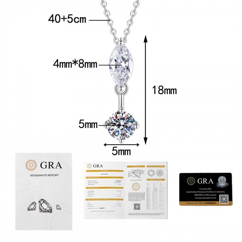 1ct Marquise Cut Moissanite Necklace Dainty Clavicle Chain Women
