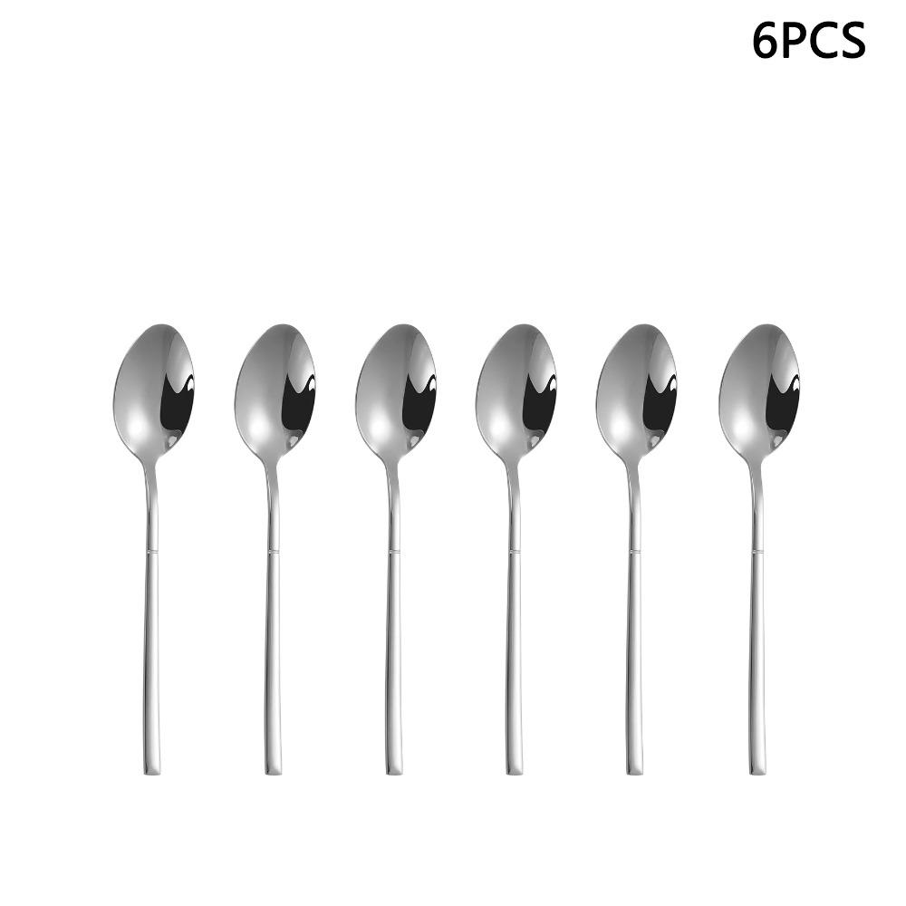 4/6/16/24 Silver Stainless Steel Tableware Set Steak Knife Dinner Fork Soup Spoon Dessert Spoon Suitable for Family Parties