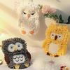Cartoon Owl Chenille Hand Towel With Fuzzy Balls, Absorbent Fast-Drying Soft Hanging Towels For Bathroom And Kitchen