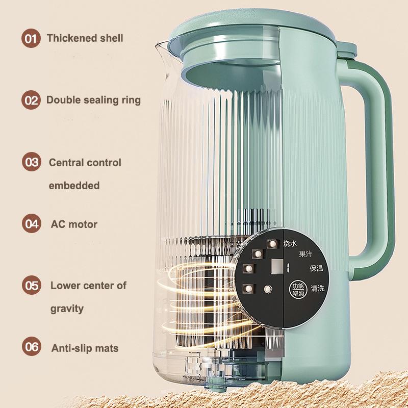 Upgraded Fully Automatic Soy Milk Machine LCD Touch Screen No-wash Milkshake Machine Household 1.2L Filter-free Soy Milk Machine