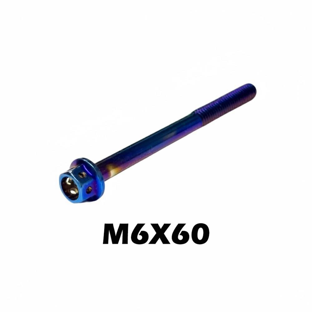 High Quality M6 Titanium Bolt With Drilled Holes Blue Hex Head Screws 10/15/20/25/30/35/40/45/50/60 Titanium Screws Motorcycle