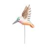 Wood Carving Hummingbird Ornament with Tree Stump/Bell Handcrafted Bird Figurine Statue Sculpture