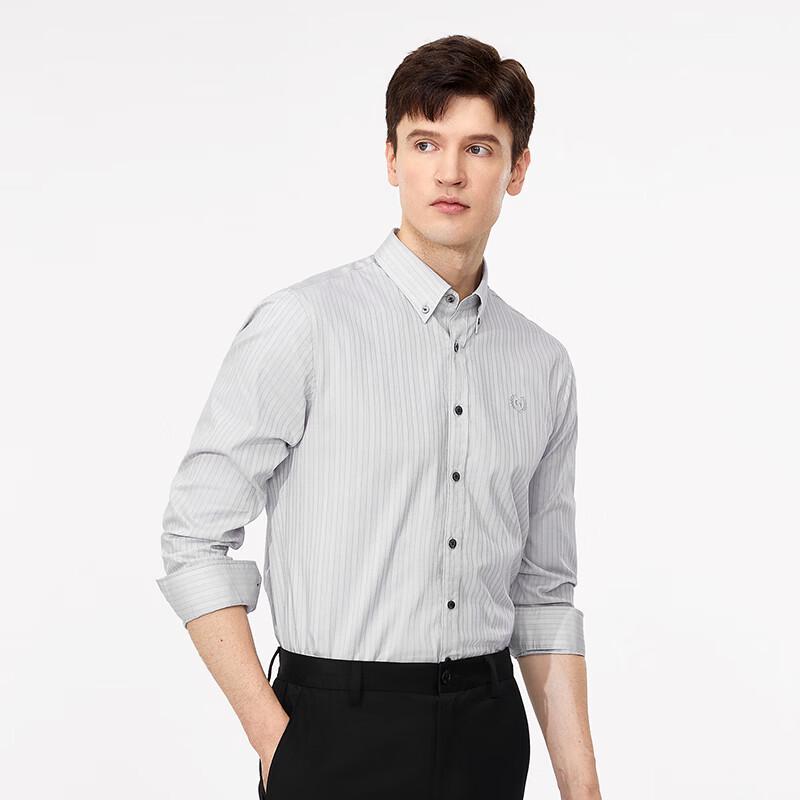 Goldlion Men's Spring/Summer 100% Cotton Long-Sleeve Casual Shirt