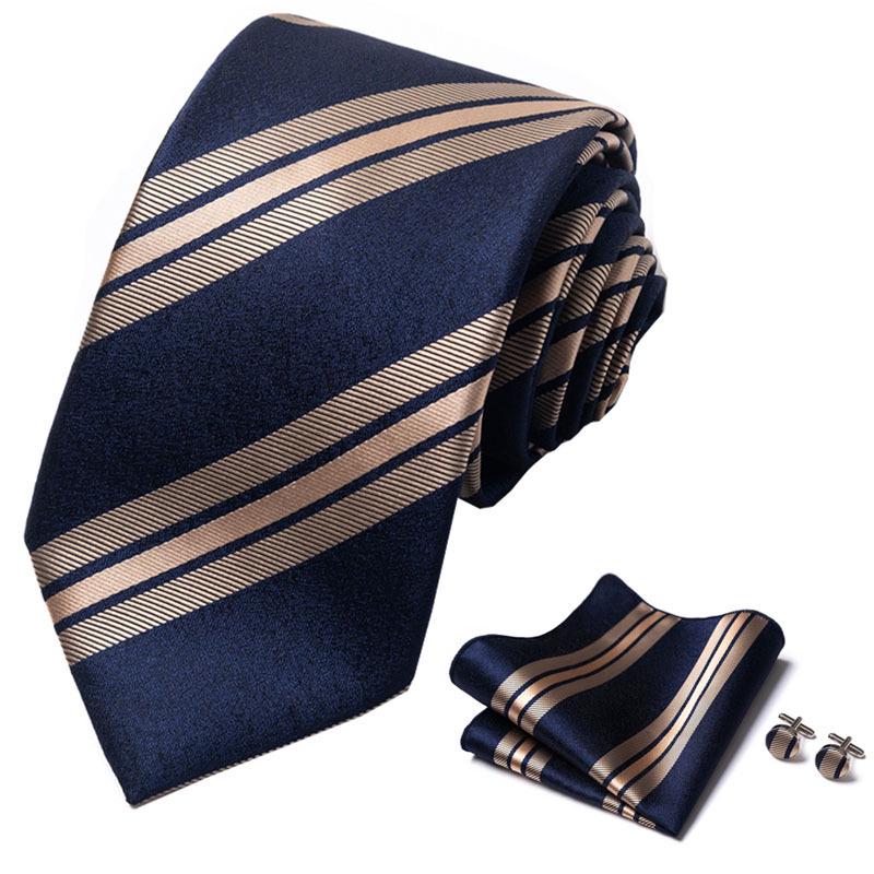 Men's Business Formal Tie Set: Includes Tie, Pocket Square & Cufflinks for Evening Parties. Fashionable & Popular.