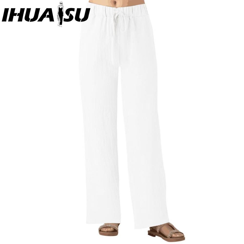 IHUASU Women's Fashion Casual Solid Color Print Pants & Capris