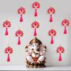 Lotus Hangings, Pack of 10 | Pink | Decoration Home Decor Wall Door Mandir Pooja Room, Pink Lotus Tassel Wall Hanging, Wedding Backdrop Decorative