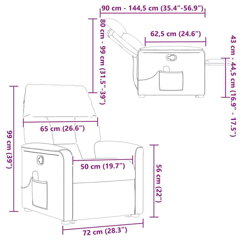 Recliner Chair with Lift Function Cream Microfiber Fabric