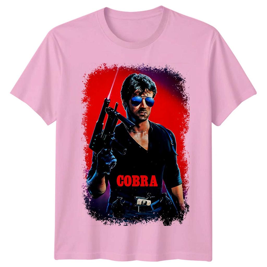 T-shirt Azione Retrò Cobra 1986 per Uomo Donna Sylvester Stallone Poliziotto Thriller Grafica Classica Top Casual Vintage