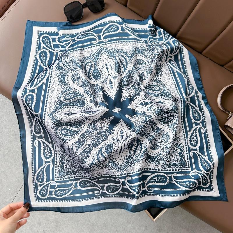 Silk scarf 71 * 71 imitation silk square scarf Korean atmosphere neck silk scarf flower pattern flower polka dot scarf