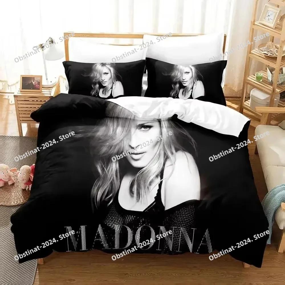 Parure de lit 3D imprimée Madonna sexy : housse de couette, taie d’oreiller, couette, tailles king et queen, pour garçon et adulte.