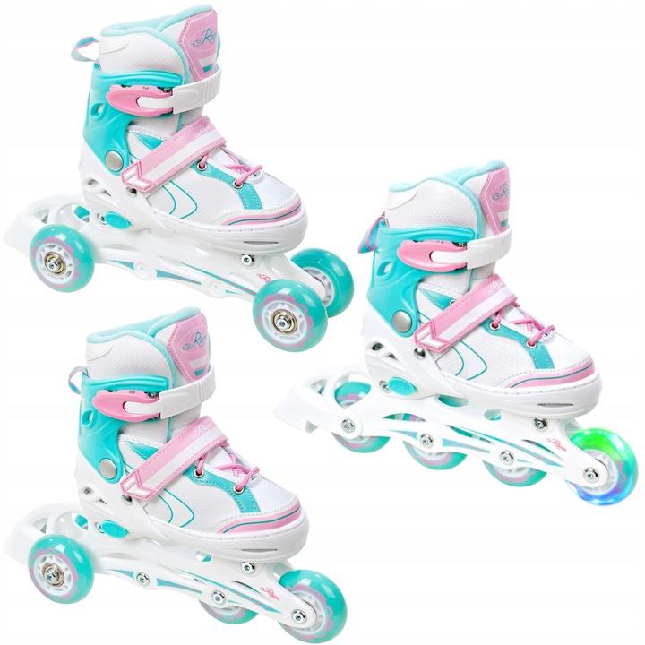 Super Merchant 3-in-1 Verstelbare Schaatsen Raven Lia Mint 34-37 Led Wielen