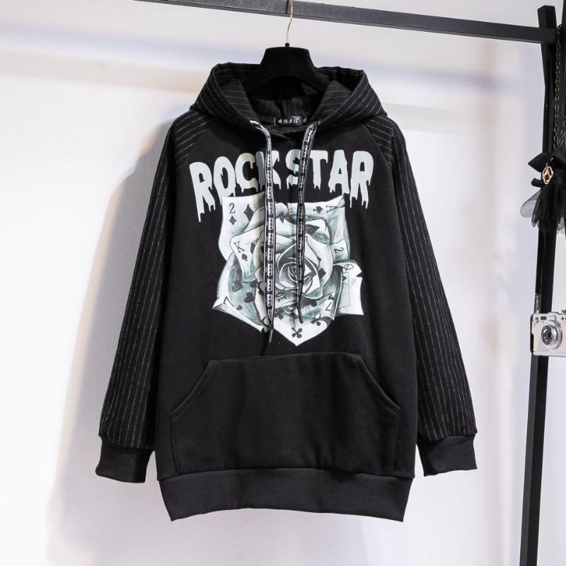 

Женская толстовка большого размера из флиса и толстого материала с длинными рукавами в винтажном стиле 7XL чёрный