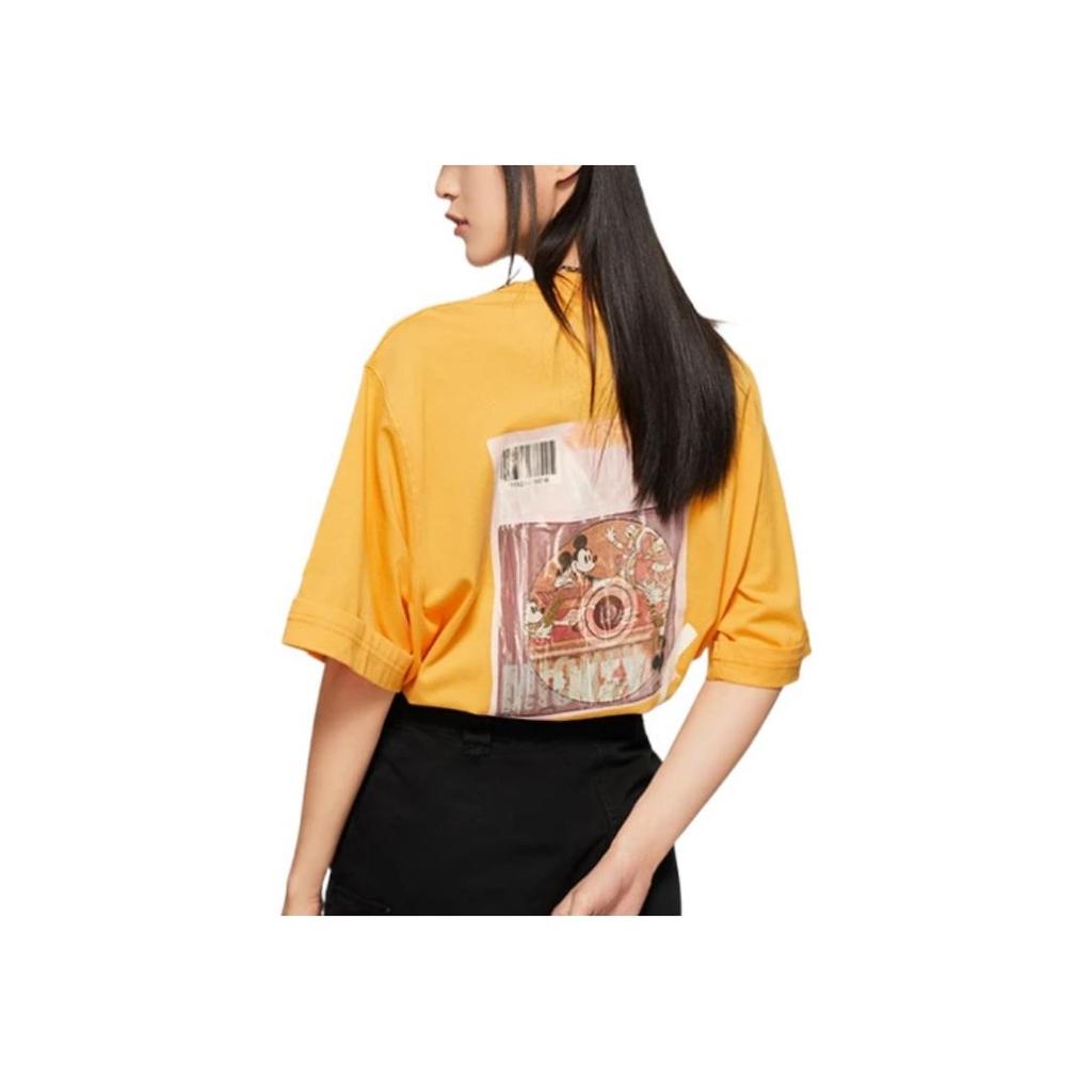 Li-Ning Disney Co-Branded Sports Fashion Series Printed Round Neck T-Shirt Women Tops Amber-Yellow AHSR214-5
